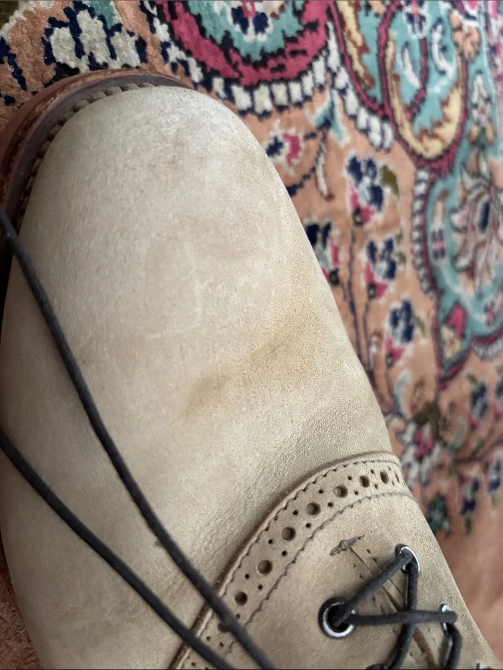 Allen Edmonds Beige Suede Wingtip Derby Shoes
